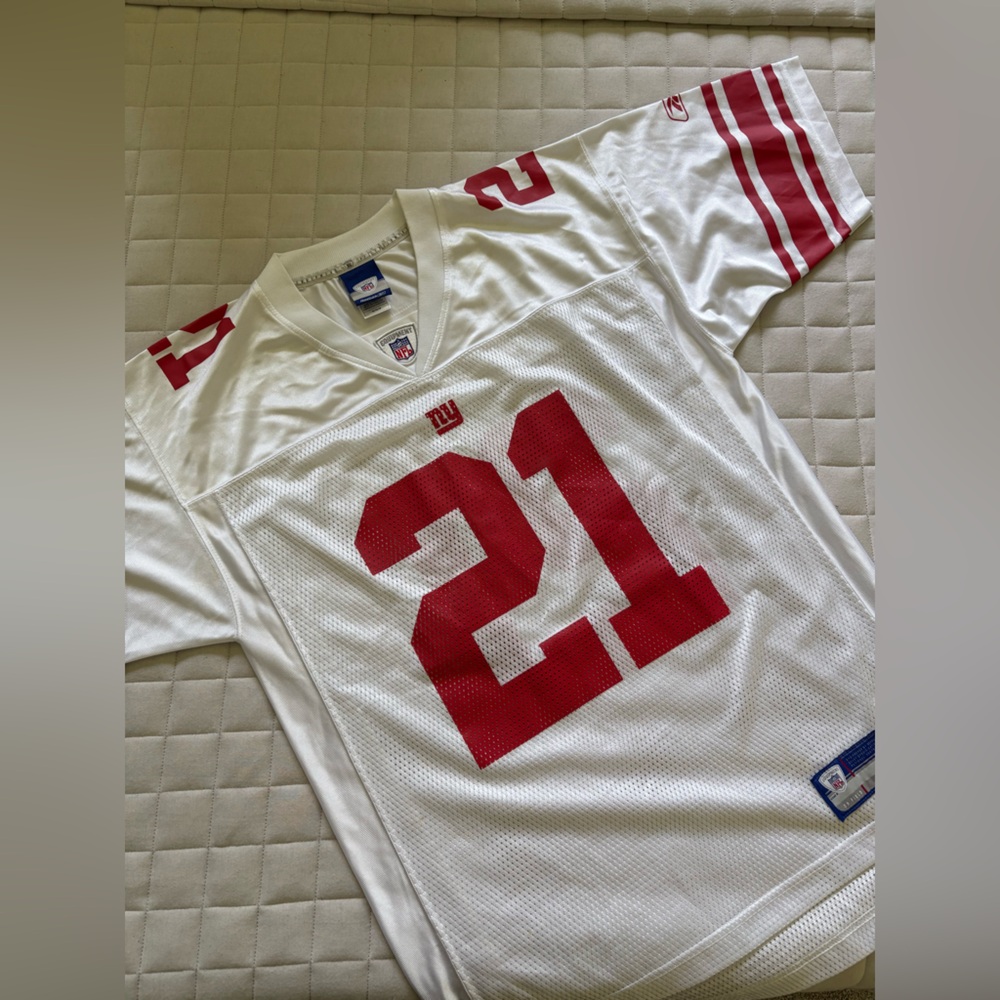 Official NFL New York Giants White Mesh Sports Jersey - Tiki Barber #21